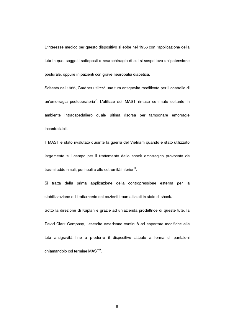 Anteprima della tesi: L’uso del MAST (Military/Medical AntiShock Trousers) nel “Servizio Sanitario Urgenza Emergenza 118 - Elisoccorso di Como”, Pagina 3