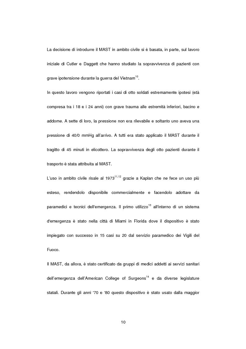 Anteprima della tesi: L’uso del MAST (Military/Medical AntiShock Trousers) nel “Servizio Sanitario Urgenza Emergenza 118 - Elisoccorso di Como”, Pagina 4