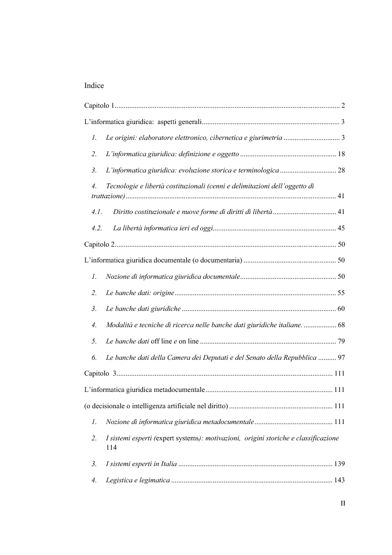 Indice della tesi: Informatica giuridica e diritto costituzionale, Pagina 1