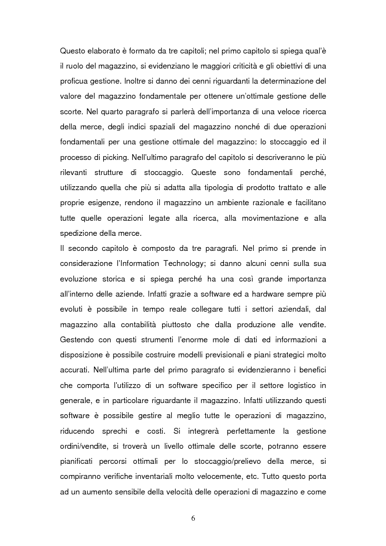 Anteprima della tesi: L'Information Technology a supporto dei processi di magazzino, Pagina 2