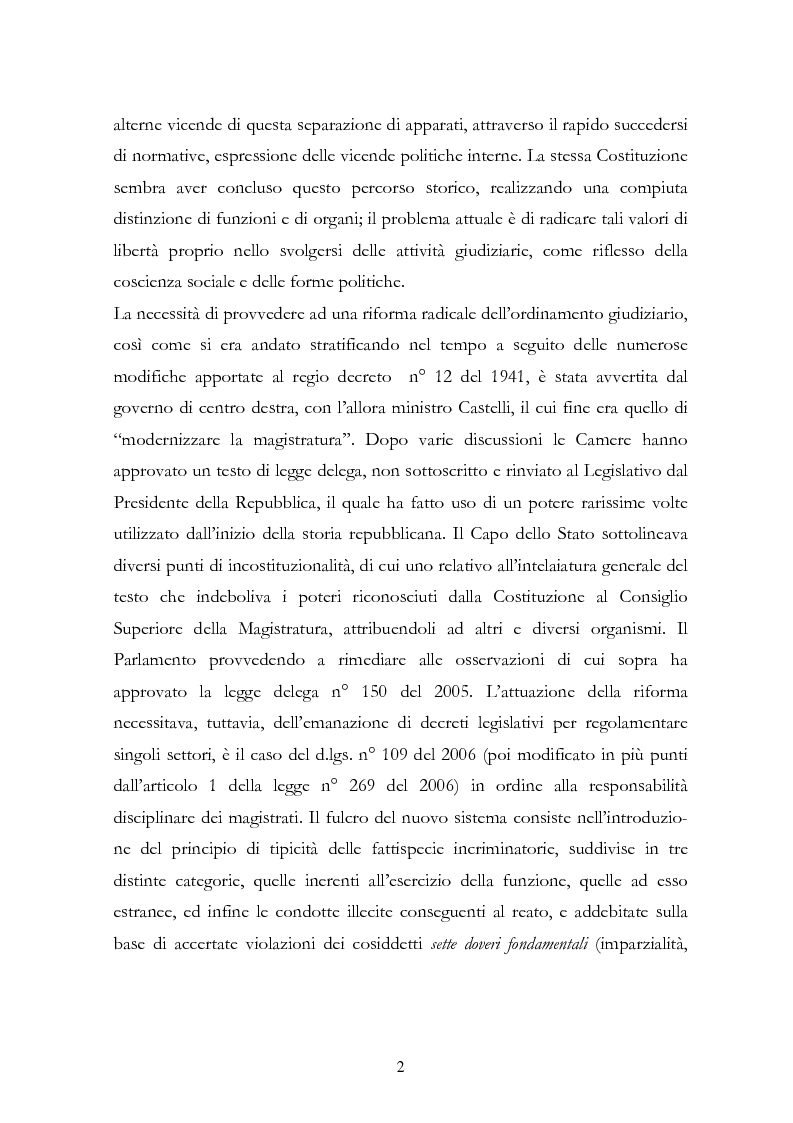 Anteprima della tesi: Il procedimento disciplinare dei magistrati, Pagina 2