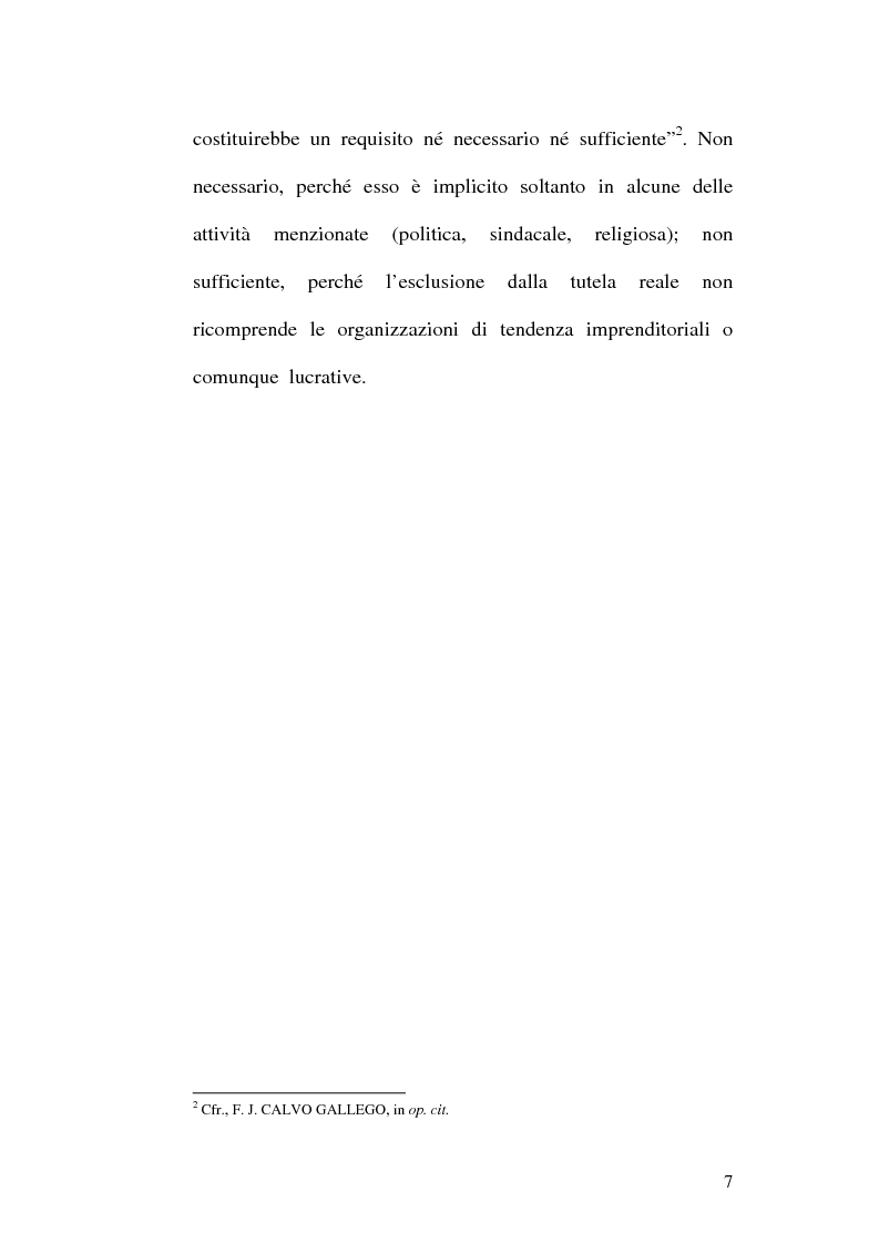Anteprima della tesi: Tutela obbligatoria contro il licenziamento nelle organizzazioni di tendenza e natura non imprenditoriale dell'attività esercitata, Pagina 4