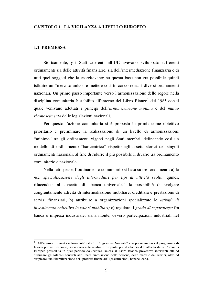 Anteprima della tesi: Assetti organizzativi e prospettive evolutive della vigilanza sui sistemi finanziari, Pagina 8