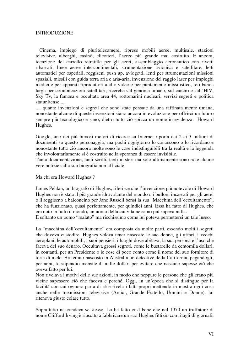 Anteprima della tesi: Dal piccolo Leonardo al vecchio pazzo. Howard Hughes, la storia, la genialità, le invenzioni, i segreti e la “pazzia” dell’uomo che dette un notevole contributo allo sviluppo della tecnologia moderna., Pagina 3