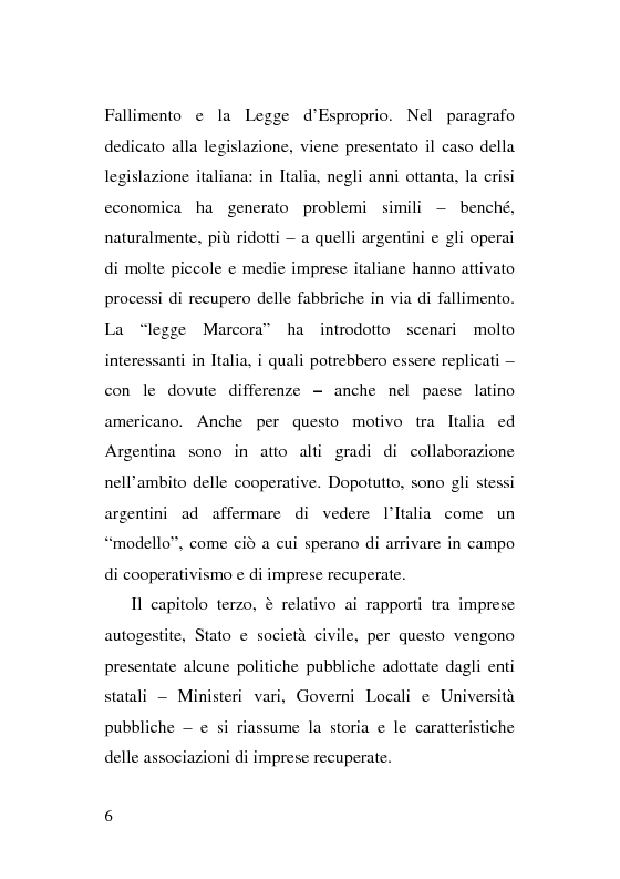 Anteprima della tesi: L'esperienza delle imprese recuperate in Argentina. Problemi e prospettive., Pagina 6