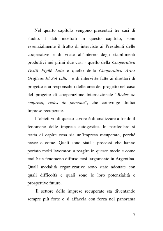 Anteprima della tesi: L'esperienza delle imprese recuperate in Argentina. Problemi e prospettive., Pagina 7