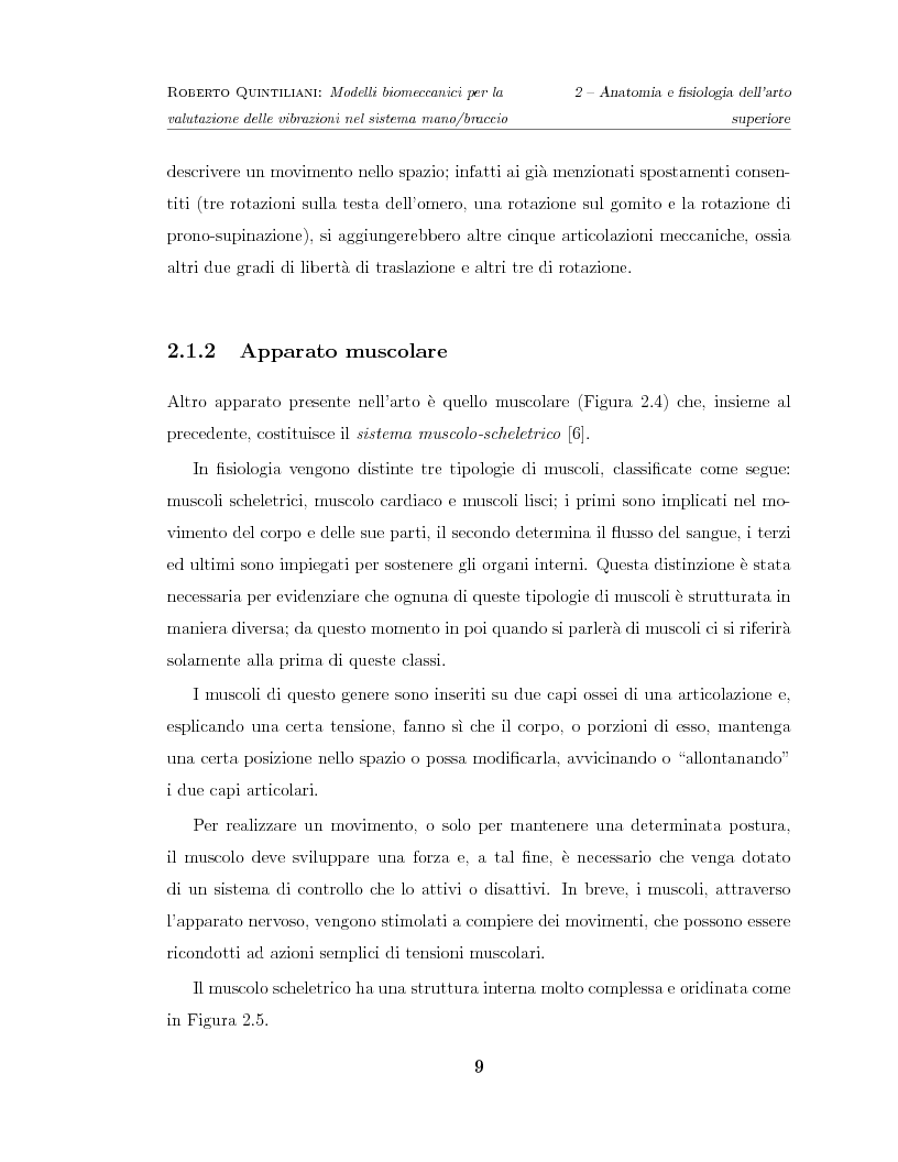 Anteprima della tesi: Modelli biomeccanici per la valutazione delle vibrazioni nel sistema mano/braccio, Pagina 9