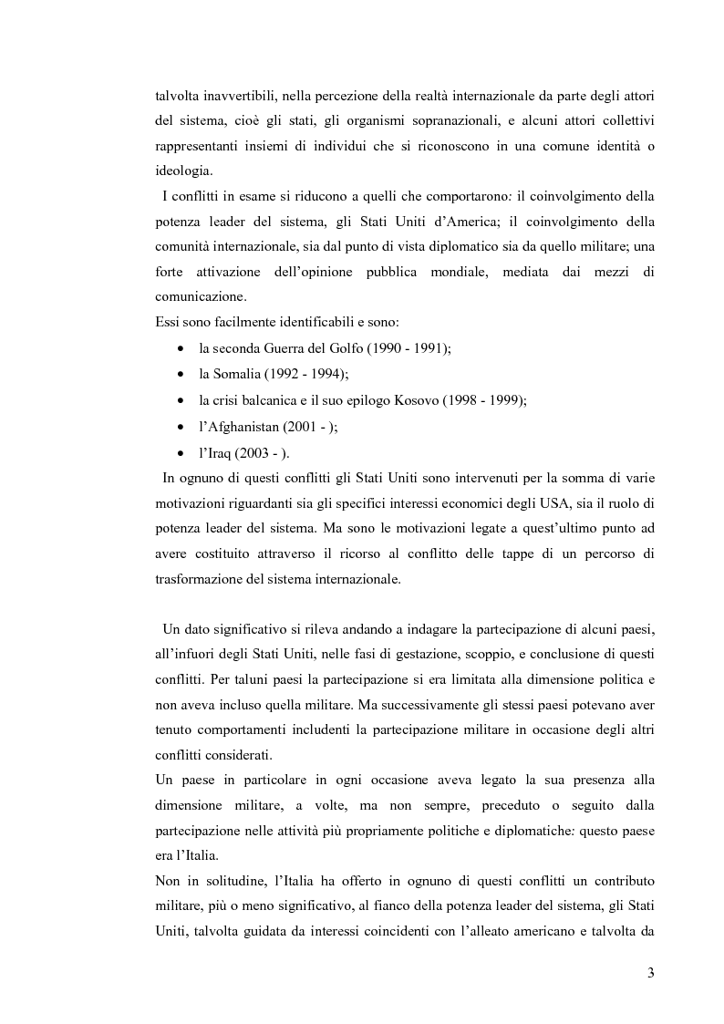 Anteprima della tesi: Coinvolgimento internazionale e significato politico delle missioni italiane nella fase post Guerra fredda, Pagina 2
