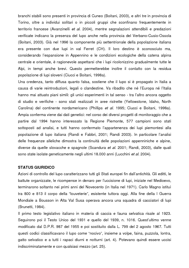 Anteprima della tesi: Analisi storica e situazione attuale della presenza del lupo (canis lupus) in Val Susa (provincia di Torino), Pagina 3