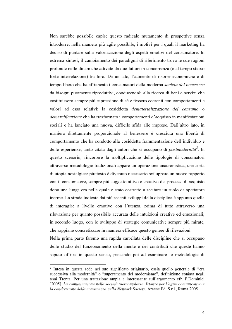 Anteprima della tesi: La gestione delle leve irrazionali dell'acquisto - Dalle neuroscienze alle discipline non convenzionali del marketing, Pagina 2