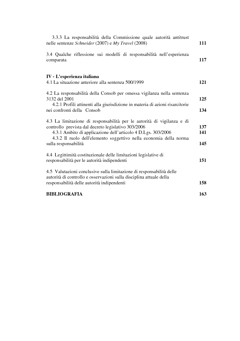Indice della tesi: La responsabilità delle autorità indipendenti, Pagina 2