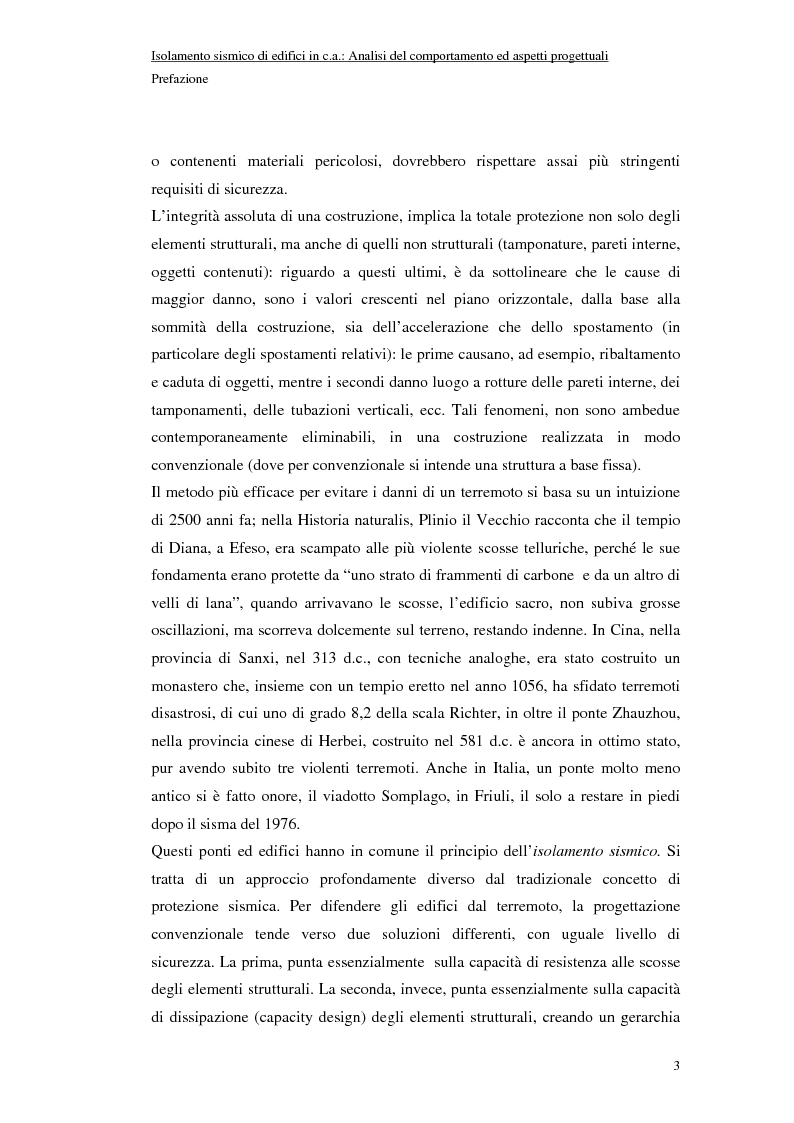 Anteprima della tesi: Isolamento sismico di edifici in C.A.: analisi del comportamento ed aspetti progettuali, Pagina 3