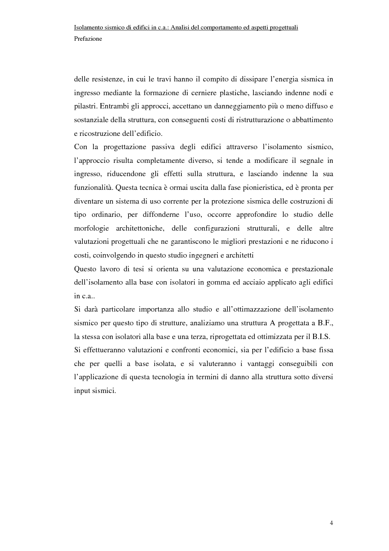 Anteprima della tesi: Isolamento sismico di edifici in C.A.: analisi del comportamento ed aspetti progettuali, Pagina 4