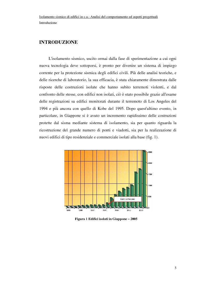 Anteprima della tesi: Isolamento sismico di edifici in C.A.: analisi del comportamento ed aspetti progettuali, Pagina 5