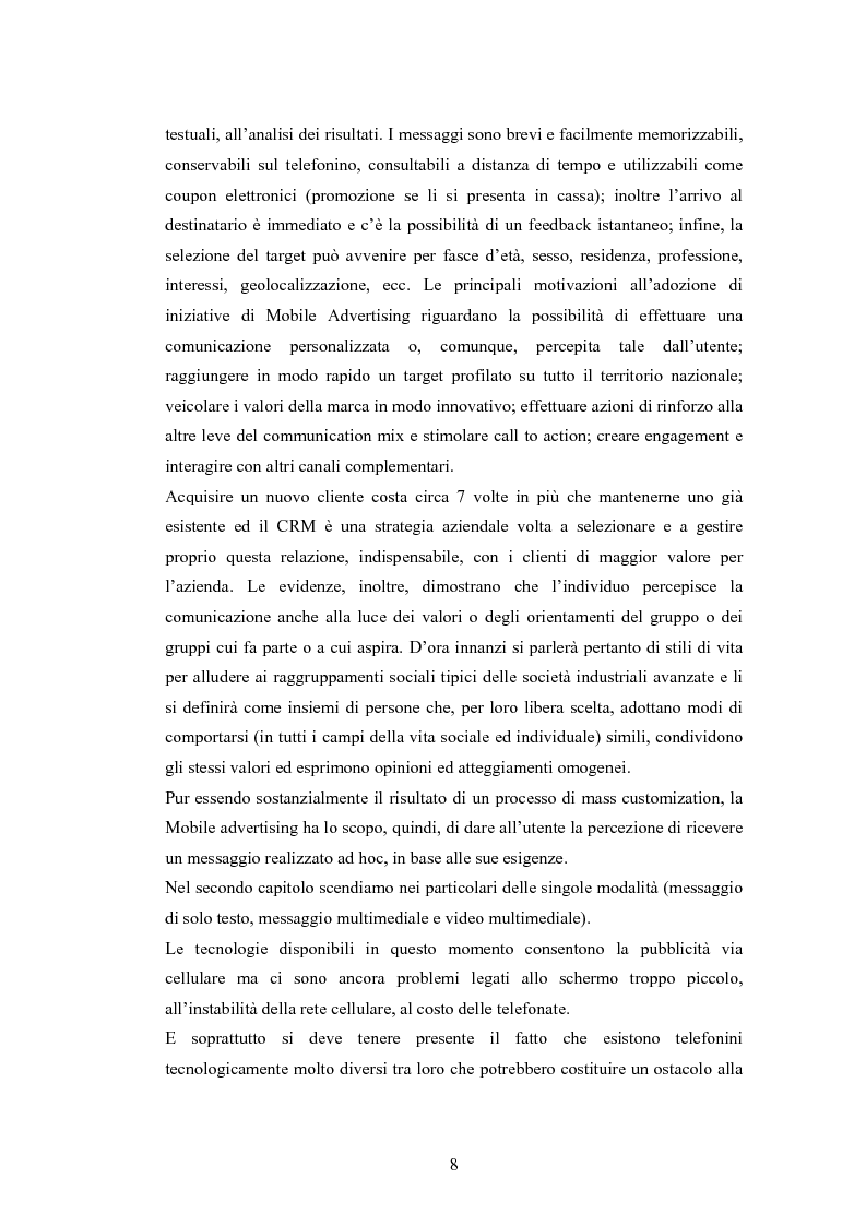 Anteprima della tesi: Mobile Advertising: engagement e personalizzazione dell'interazione nella comunicazione sul telefonino. I casi Enel e New Twingo, Pagina 4