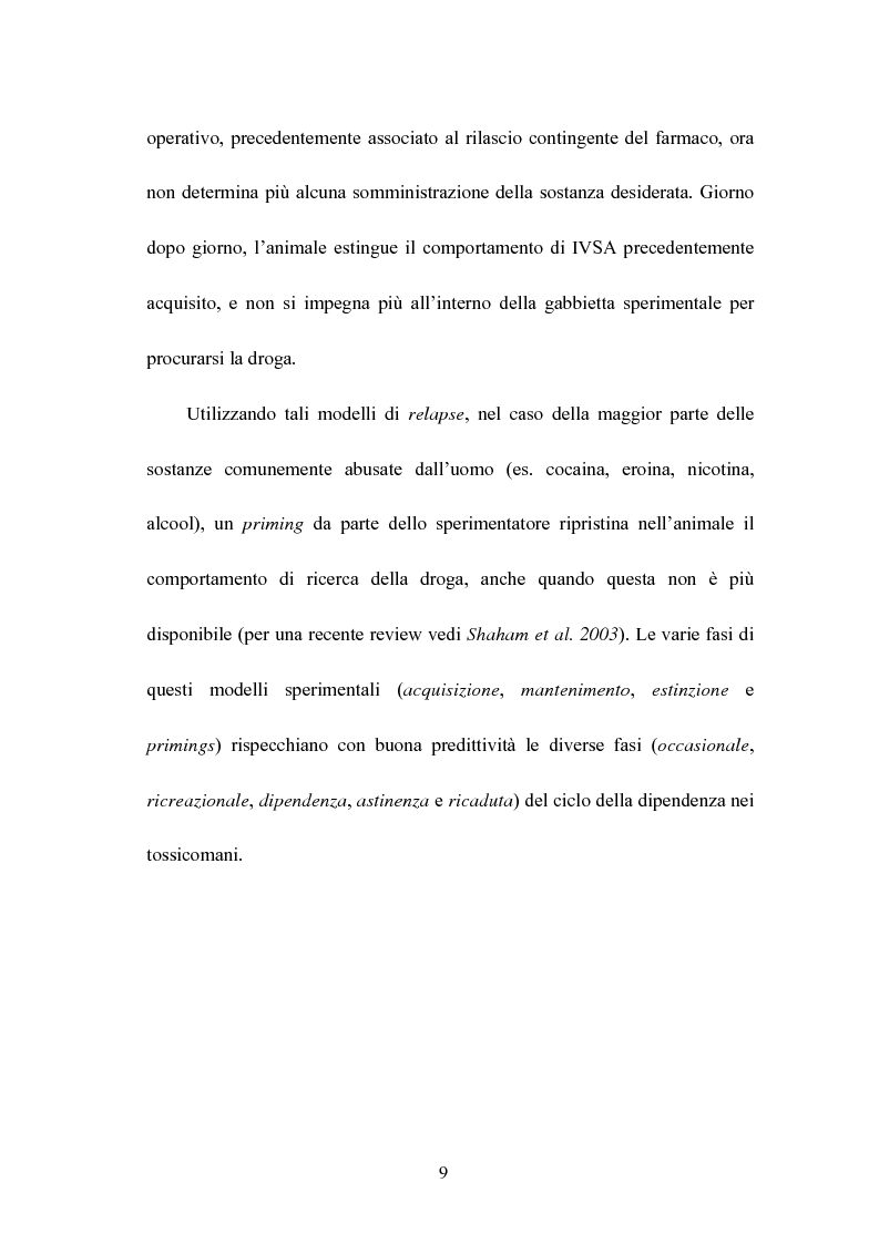 Anteprima della tesi: Differente ruolo dei recettori cannabinoide CB1 ed oppioide nei meccanismi di recidiva all'abuso di eroina, Pagina 3