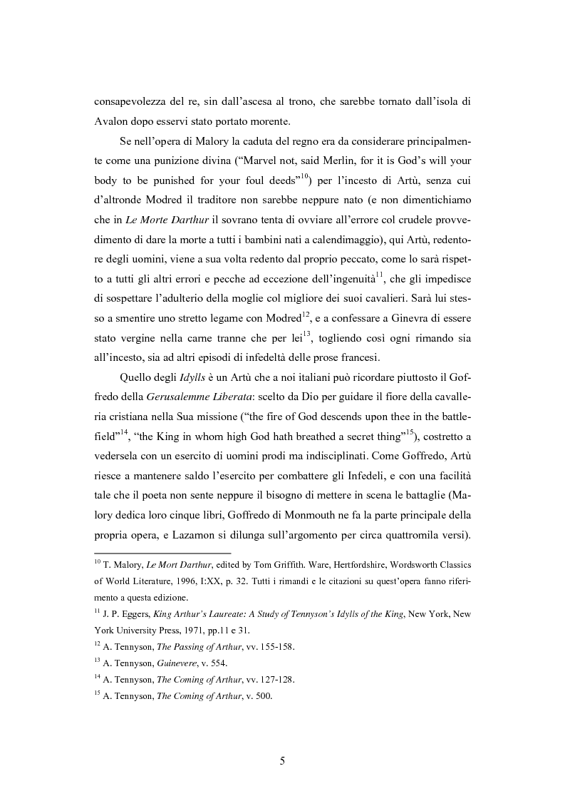 Anteprima della tesi: Gli Idylls of the King nella tradizione arturiana: nuove cause, vecchi effetti; Traduzione di: Lord Alfred Tennyson - The Coming of Arthur, Pagina 5