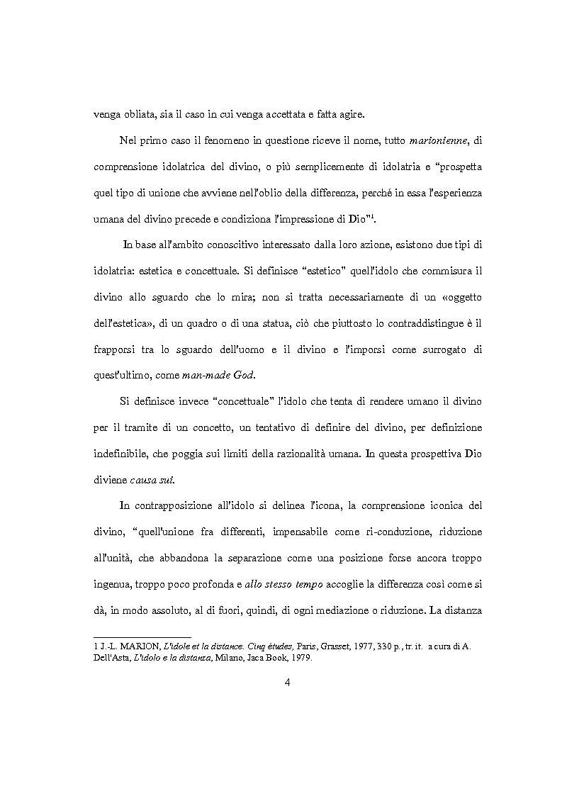 Anteprima della tesi: L'idolo e l'icona. Il visibile e il rivelato in Jean-Luc Marion, Pagina 2