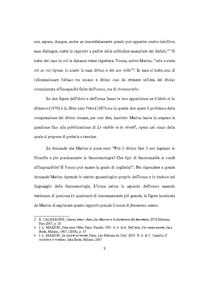 Anteprima della tesi: L'idolo e l'icona. Il visibile e il rivelato in Jean-Luc Marion, Pagina 3