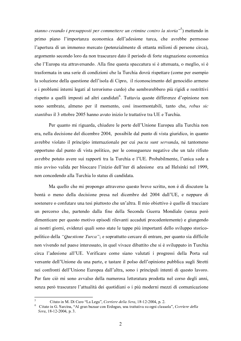 Anteprima della tesi: Il processo di integrazione europea della Turchia: il dibattito interno, Pagina 2