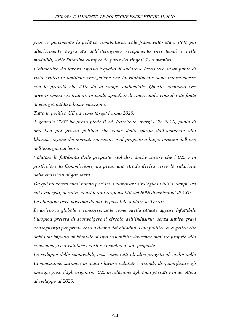 Anteprima della tesi: Europa e ambiente, le politiche energetiche al 2020. Il ruolo delle rinnovabili, Pagina 4