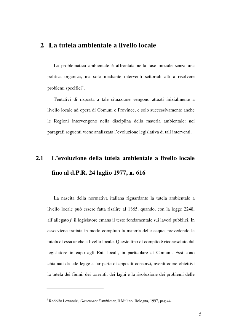 Anteprima della tesi: Il livello di governo locale nella tutela ambientale. Il ruolo di A.S.L., A.R.P.A. e Camere di Commercio, Pagina 3