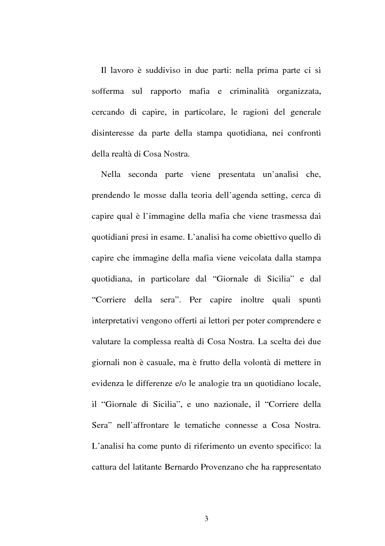 Anteprima della tesi: Mafia e informazione: il ruolo dei quotidiani nella costruzione dell'immagine sociale della mafia, Pagina 3