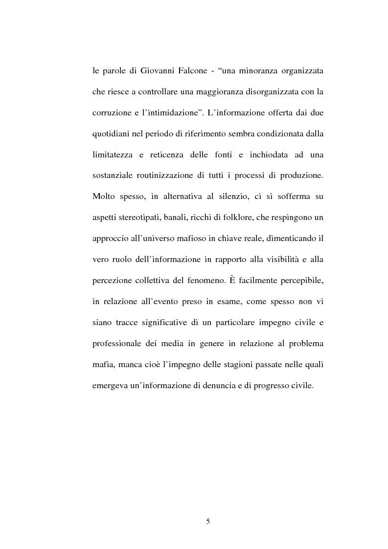 Anteprima della tesi: Mafia e informazione: il ruolo dei quotidiani nella costruzione dell'immagine sociale della mafia, Pagina 5
