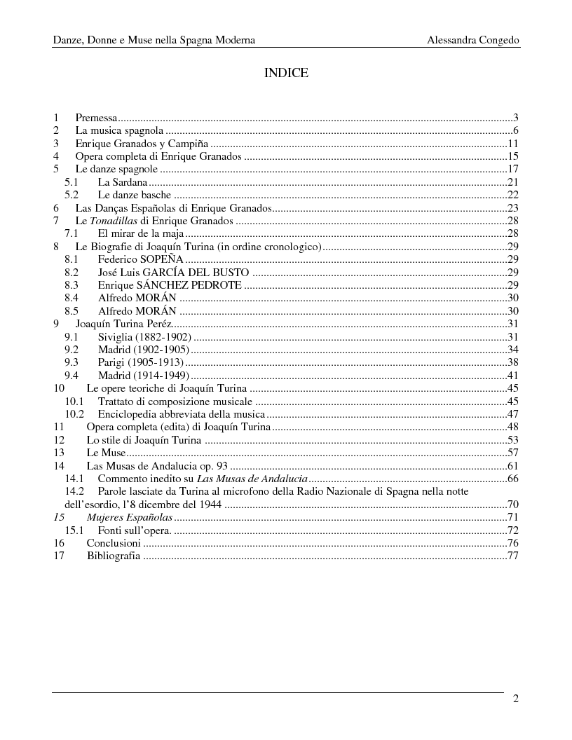 Indice della tesi: Danze, muse e donne nella Spagna moderna, Pagina 1
