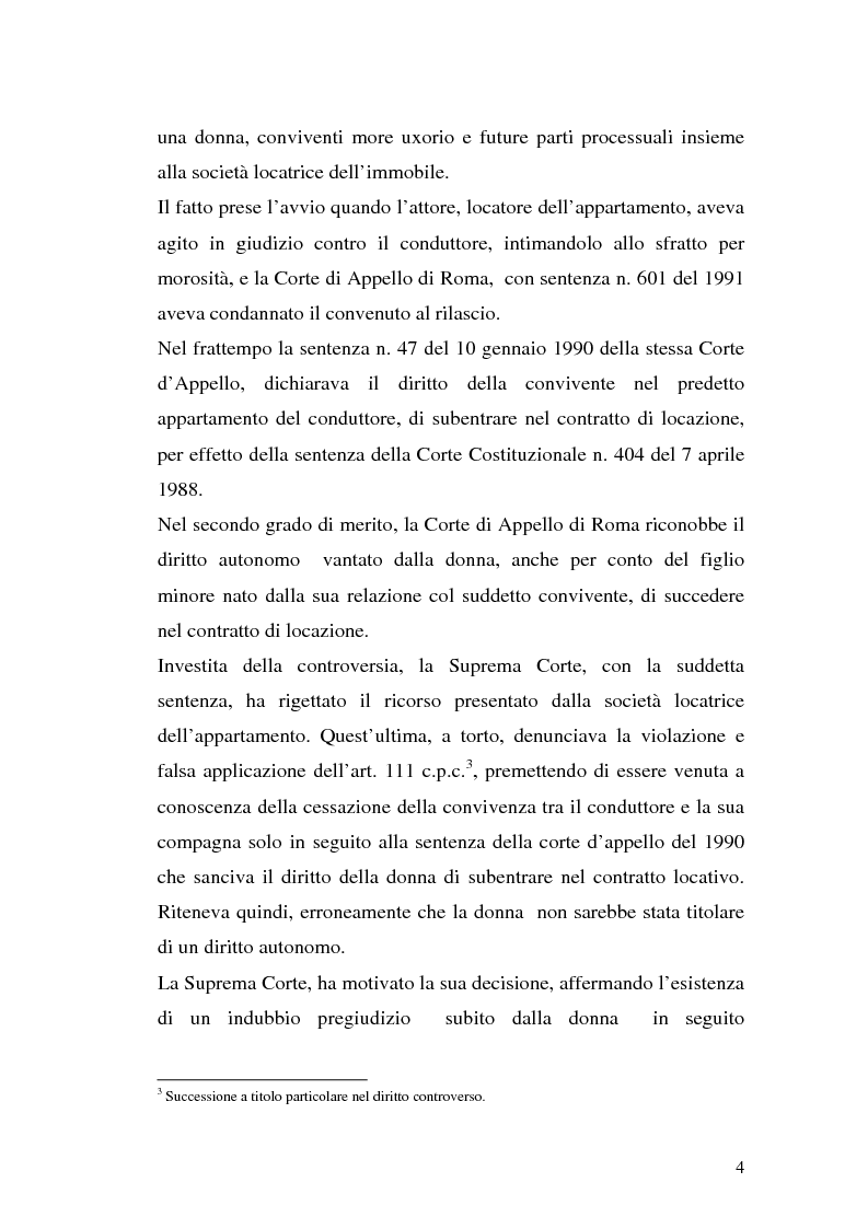 Anteprima della tesi: La successione nel contratto di locazione e la convivenza more uxorio, Pagina 2