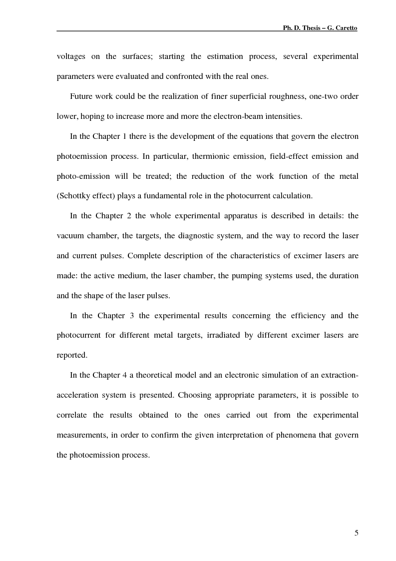 Anteprima della tesi: Studies of Photoemission from Metal Cathodes with Micro-Rough Surface: Schottky Effect and Plasma Production Influence, Pagina 3