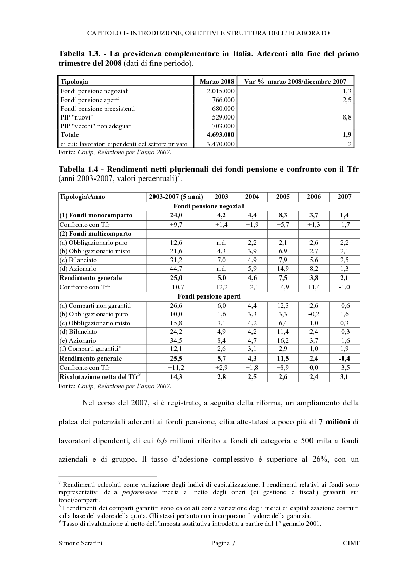 Anteprima della tesi: La riforma dei limiti agli investimenti dei fondi pensione in Italia. Obiettivi e prospettive in seguito alla consultazione effettuata dal Ministero del Tesoro, Pagina 7