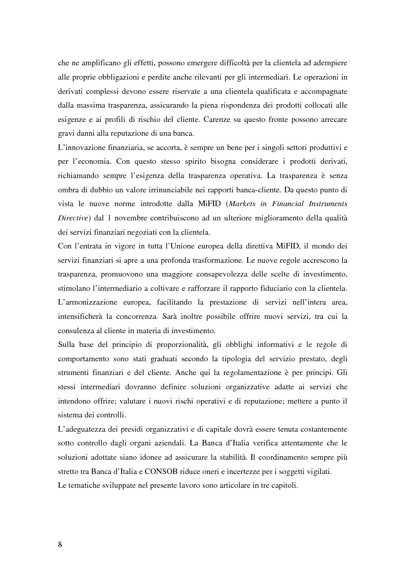 Anteprima della tesi: La trasparenza bancaria nel collocamento degli strumenti finanziari derivati, Pagina 2