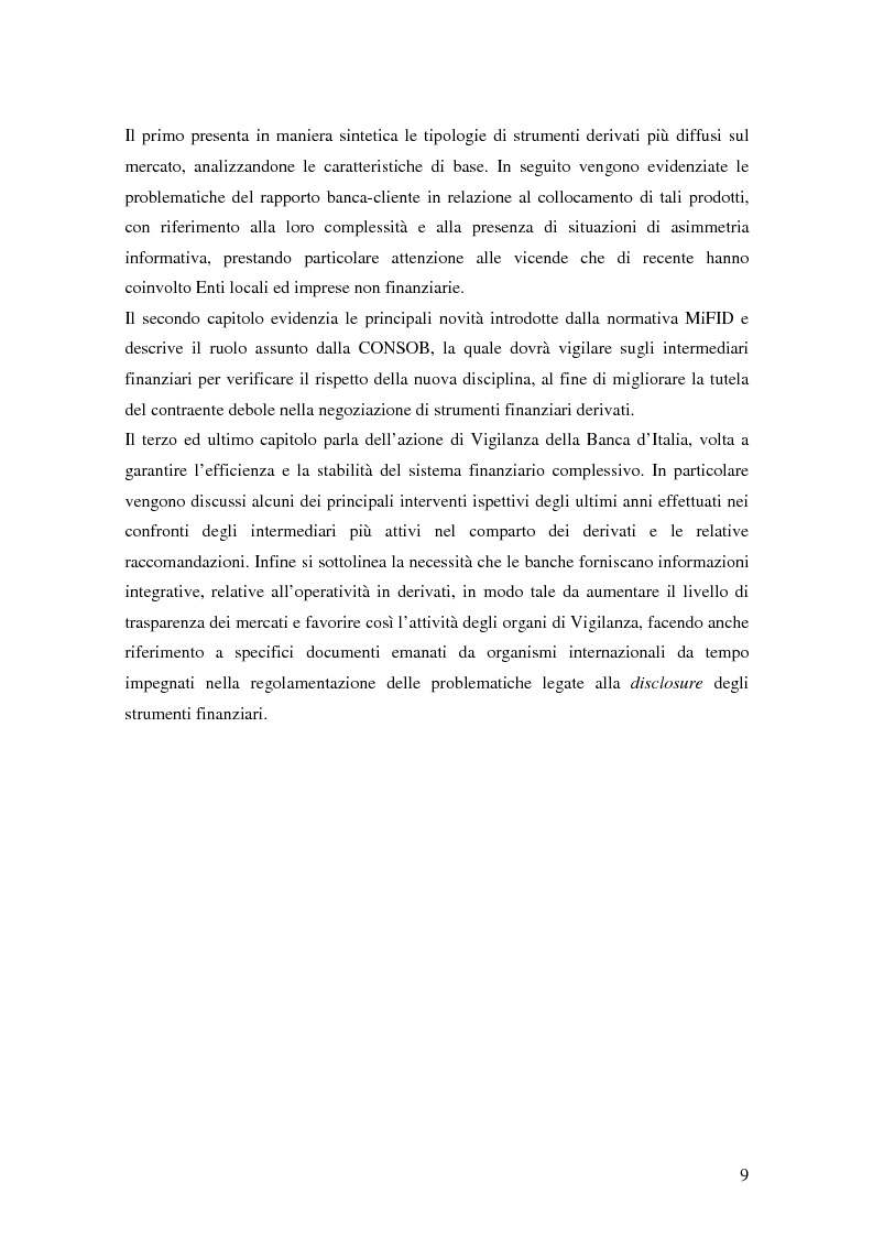 Anteprima della tesi: La trasparenza bancaria nel collocamento degli strumenti finanziari derivati, Pagina 3