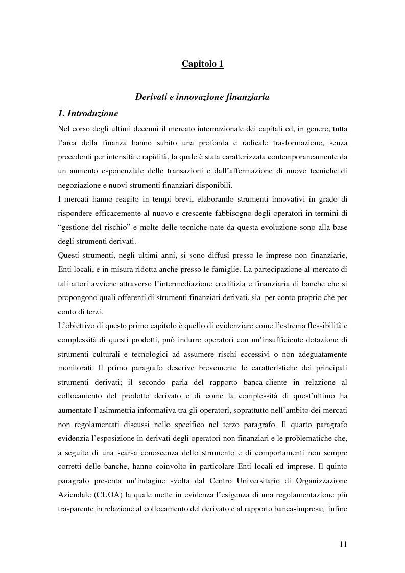 Anteprima della tesi: La trasparenza bancaria nel collocamento degli strumenti finanziari derivati, Pagina 5