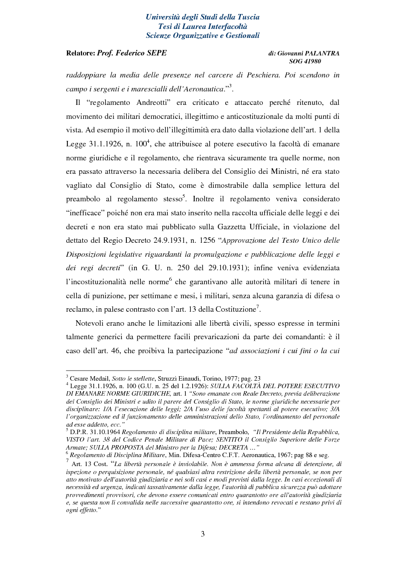 Anteprima della tesi: La Rappresentanza Militare e le relative proposte di riforma, Pagina 3