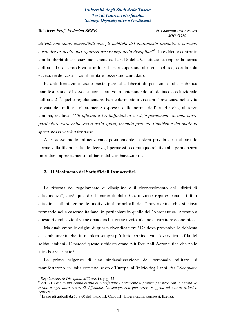 Anteprima della tesi: La Rappresentanza Militare e le relative proposte di riforma, Pagina 4