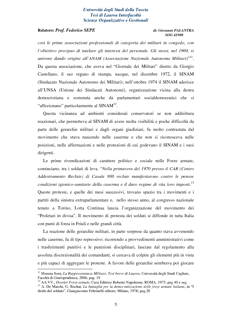 Anteprima della tesi: La Rappresentanza Militare e le relative proposte di riforma, Pagina 5