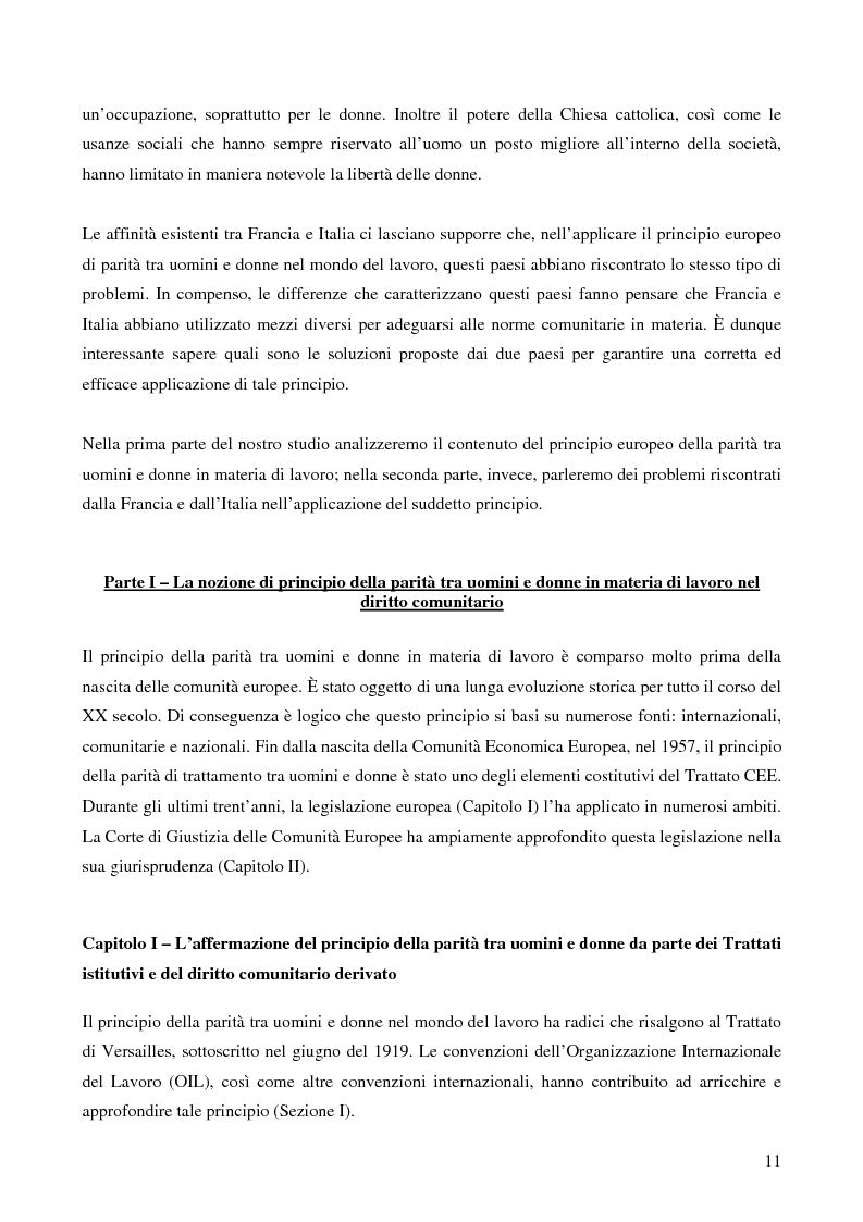 Anteprima della tesi: L’applicazione da parte della Francia e dell’Italia del principio europeo della parità tra uomini e donne in materia di lavoro, Pagina 3