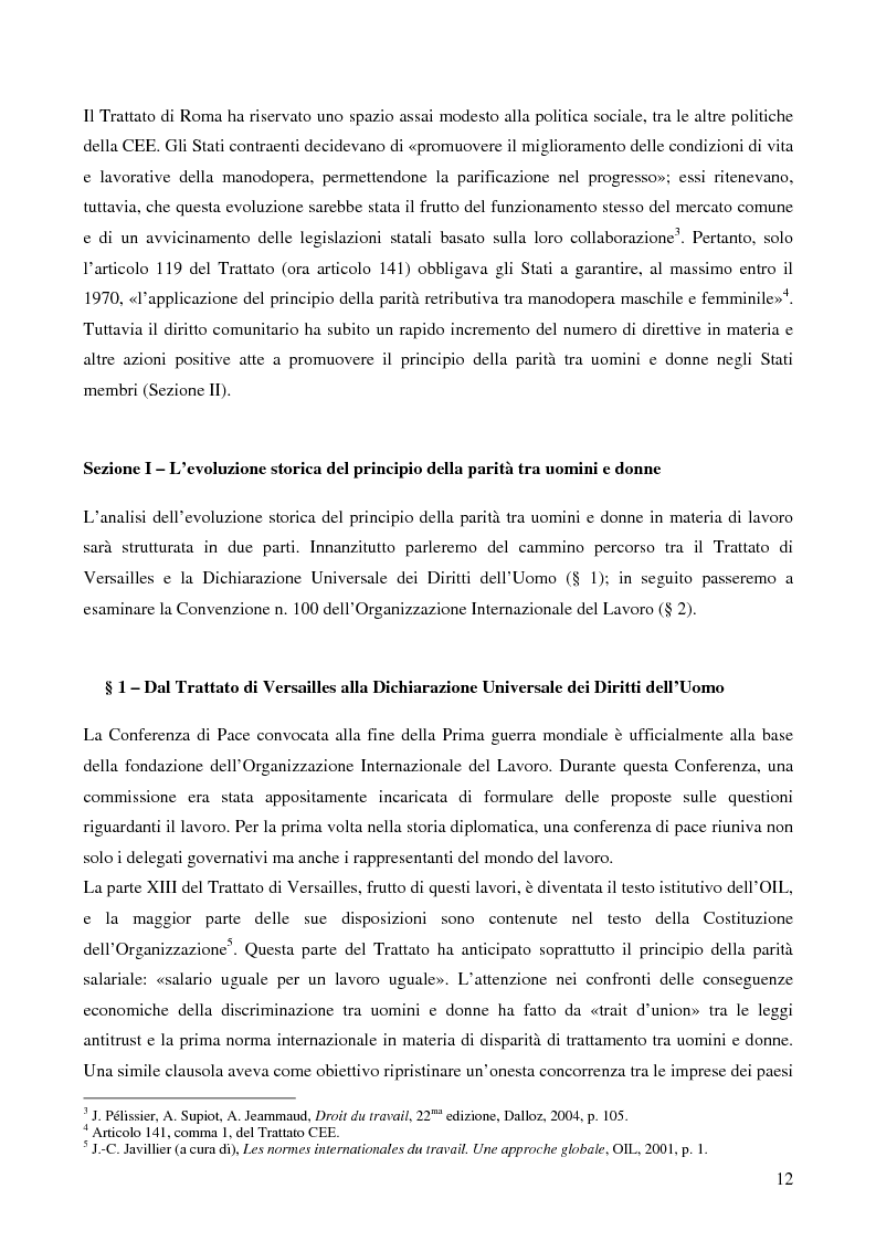 Anteprima della tesi: L’applicazione da parte della Francia e dell’Italia del principio europeo della parità tra uomini e donne in materia di lavoro, Pagina 4