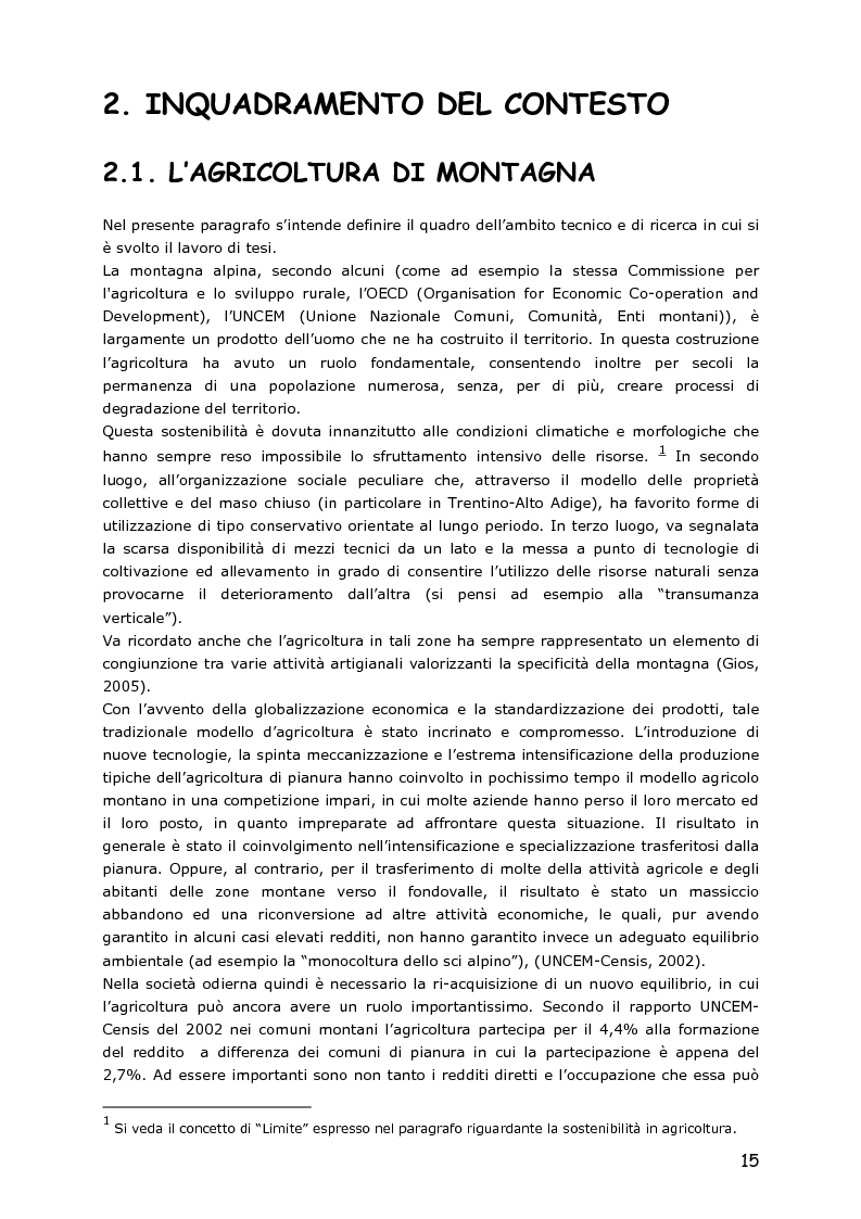 Anteprima della tesi: Le piccole aziende nell'agricoltura di montagna: ''Mosaico'', associazione di piccoli produttori del Trentino, Pagina 10