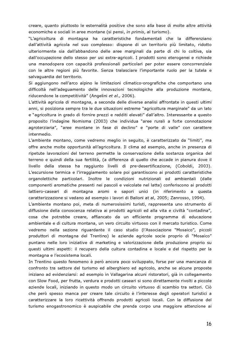 Anteprima della tesi: Le piccole aziende nell'agricoltura di montagna: ''Mosaico'', associazione di piccoli produttori del Trentino, Pagina 11