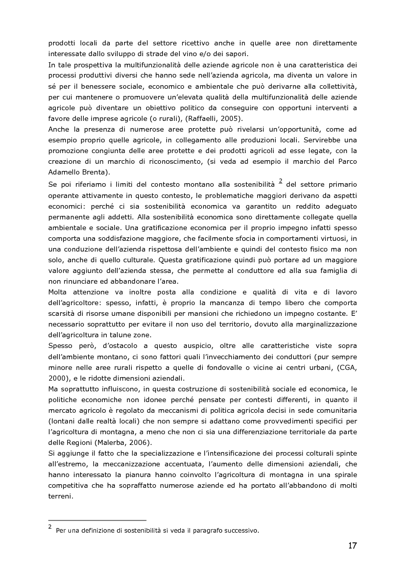 Anteprima della tesi: Le piccole aziende nell'agricoltura di montagna: ''Mosaico'', associazione di piccoli produttori del Trentino, Pagina 12