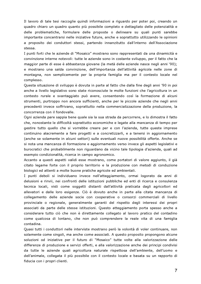 Anteprima della tesi: Le piccole aziende nell'agricoltura di montagna: ''Mosaico'', associazione di piccoli produttori del Trentino, Pagina 2