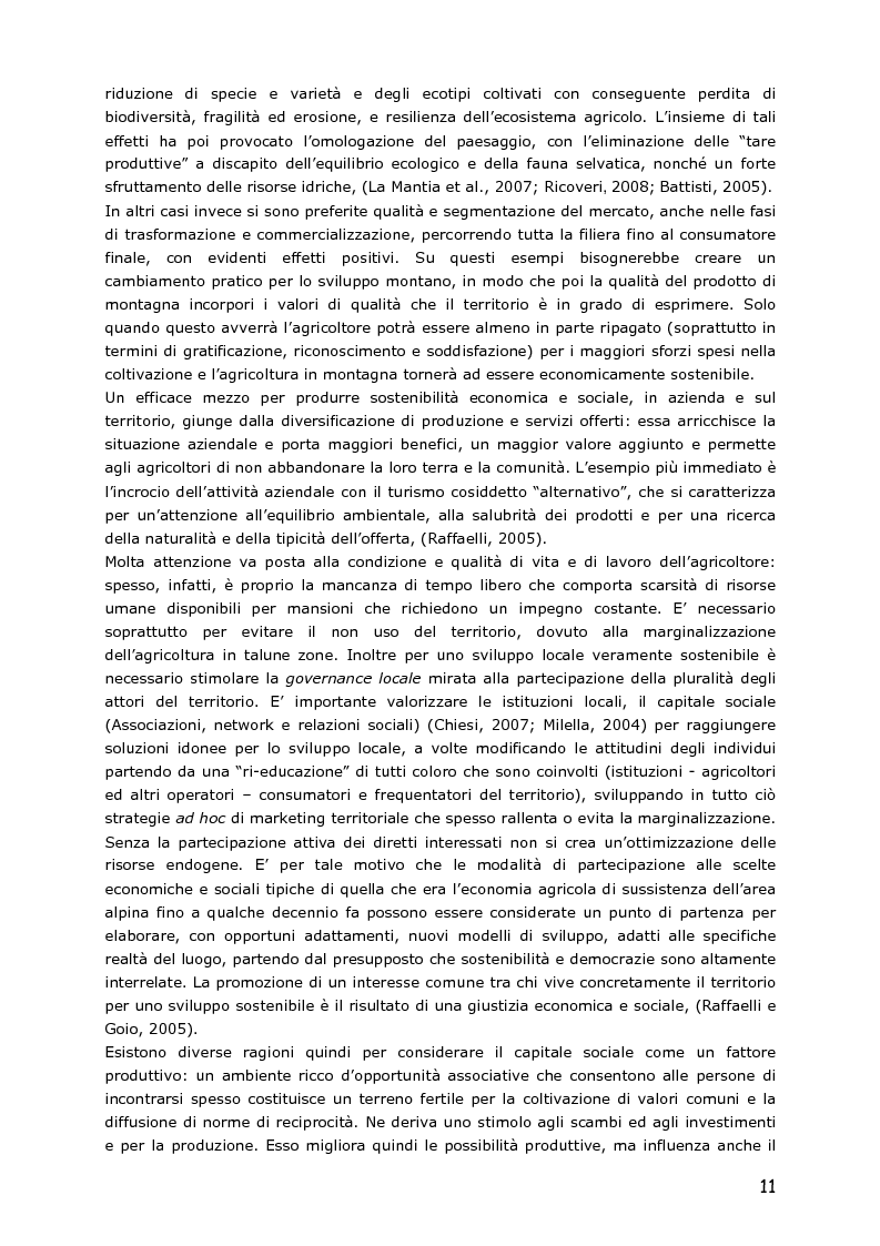 Anteprima della tesi: Le piccole aziende nell'agricoltura di montagna: ''Mosaico'', associazione di piccoli produttori del Trentino, Pagina 6