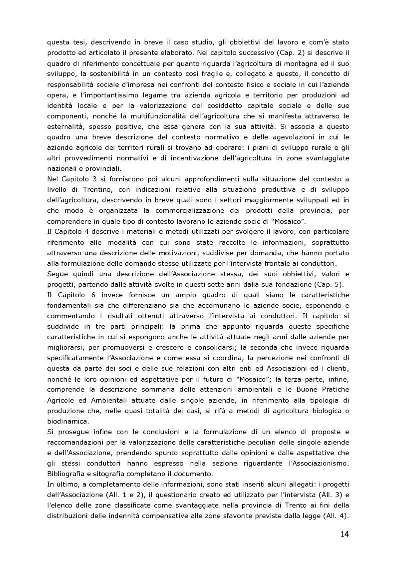 Anteprima della tesi: Le piccole aziende nell'agricoltura di montagna: ''Mosaico'', associazione di piccoli produttori del Trentino, Pagina 9
