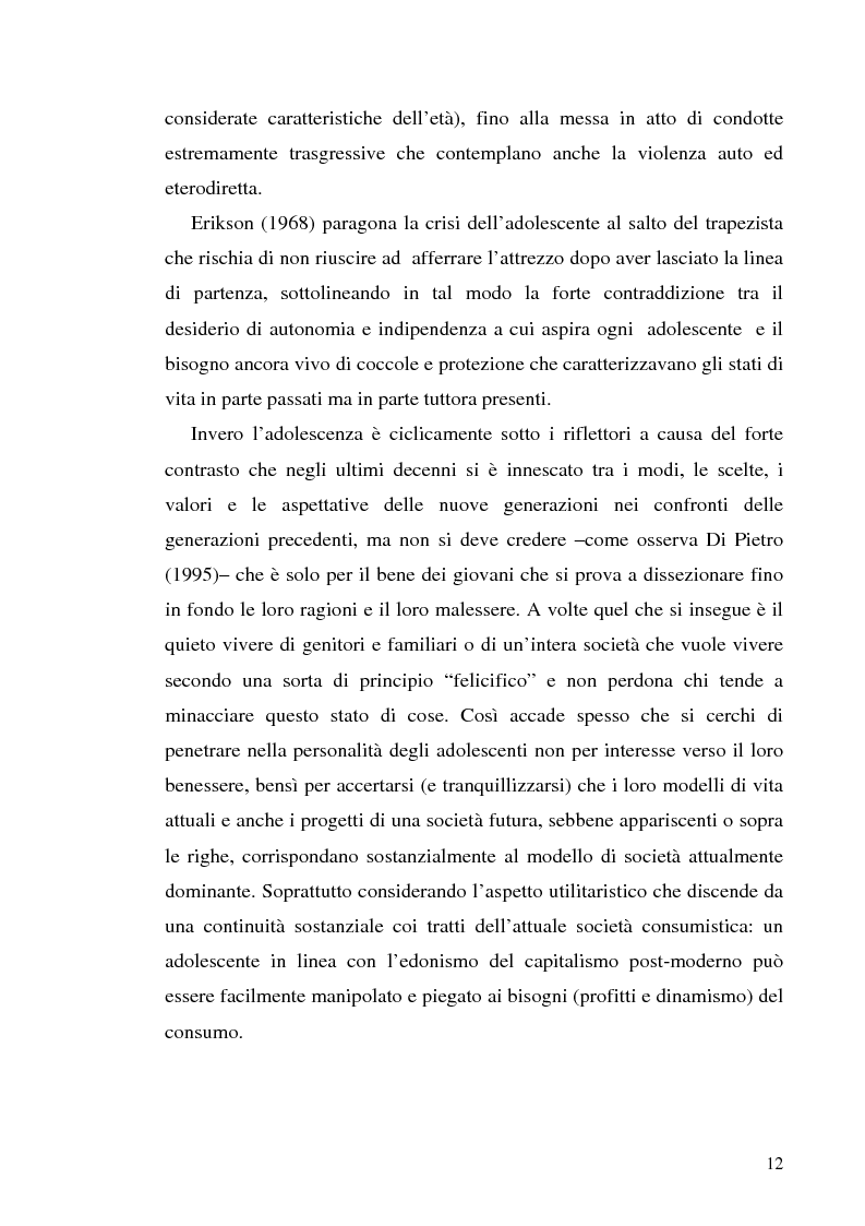 Anteprima della tesi: Adolescenza e ''adolescenze estreme'' - Viaggio attraverso il disagio adolescenziale, Pagina 7