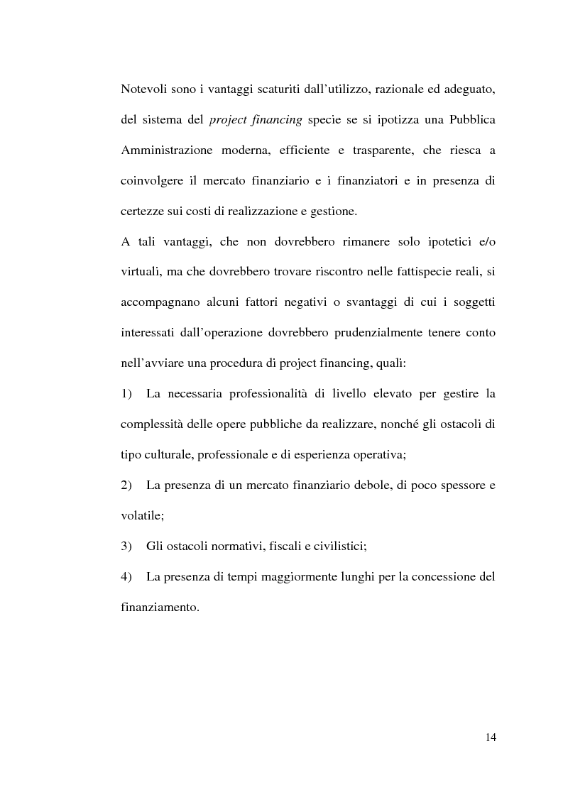 Anteprima della tesi: Il project financing nella realizzazione di opere pubbliche e il caso della città di Alberobello, Pagina 12