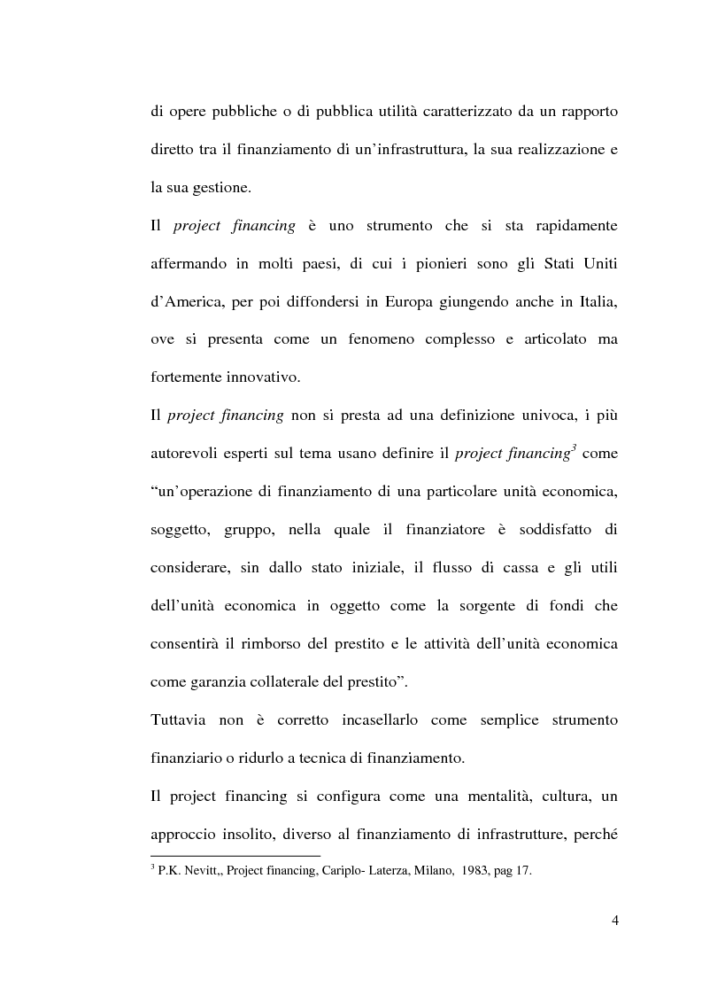 Anteprima della tesi: Il project financing nella realizzazione di opere pubbliche e il caso della città di Alberobello, Pagina 2
