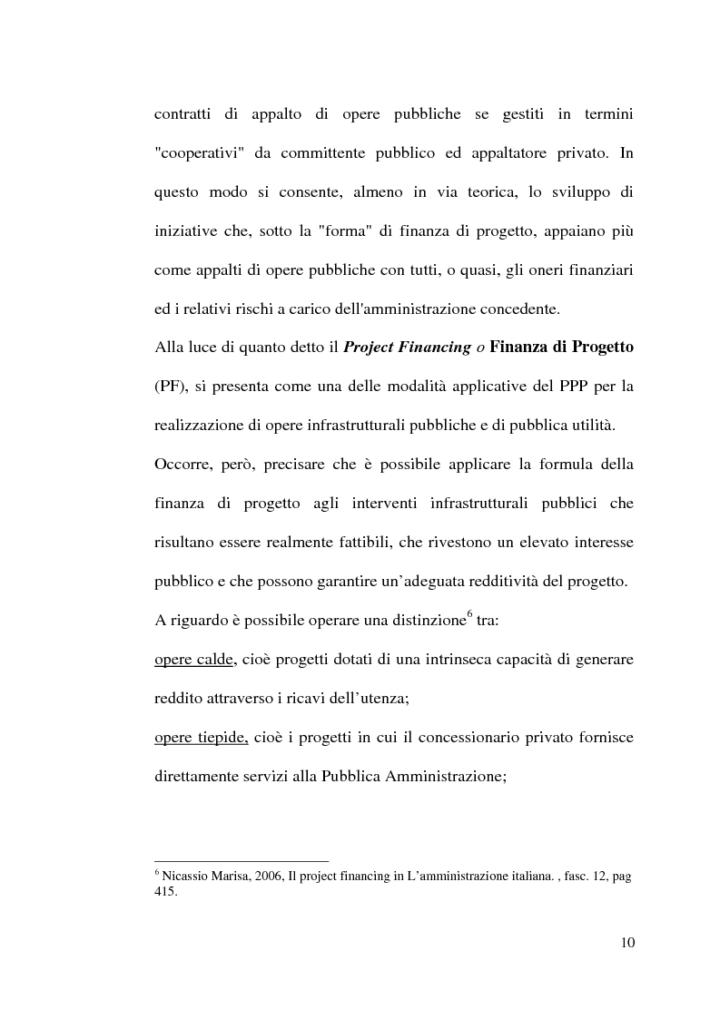 Anteprima della tesi: Il project financing nella realizzazione di opere pubbliche e il caso della città di Alberobello, Pagina 8
